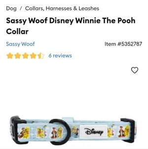 NWT Sassy Woof & Winnie The Pooh Designed Dog Collar;